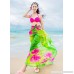 GERINLY Beach Cover Ups Hibiscus Print Sarongs Chiffon Shawl Wrap Green B01CQLR7Z6